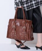 古風鉚釘大容量托特包-三色：圖片 2